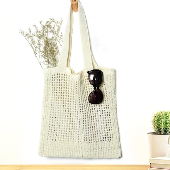 Women's Beige Shoulder Shopping Handbag Casual Travel Totes Fold Able Bags - Picture 4 of 7